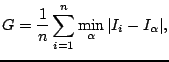 $\displaystyle G=\frac{1}{n} \sum\limits_{i=1}^{n}\min_{\alpha}\vert I_{i}-I_{\alpha}\vert,$