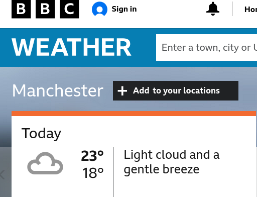 Manchester, 23 degrees today