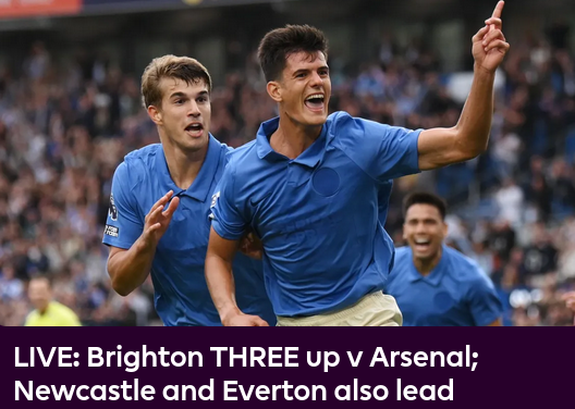 Brighton THREE up v Arsenal; Newcastle and Everton also lead