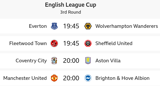 English League Cup matches