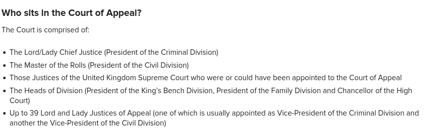 Who sits in the Court of Appeal?