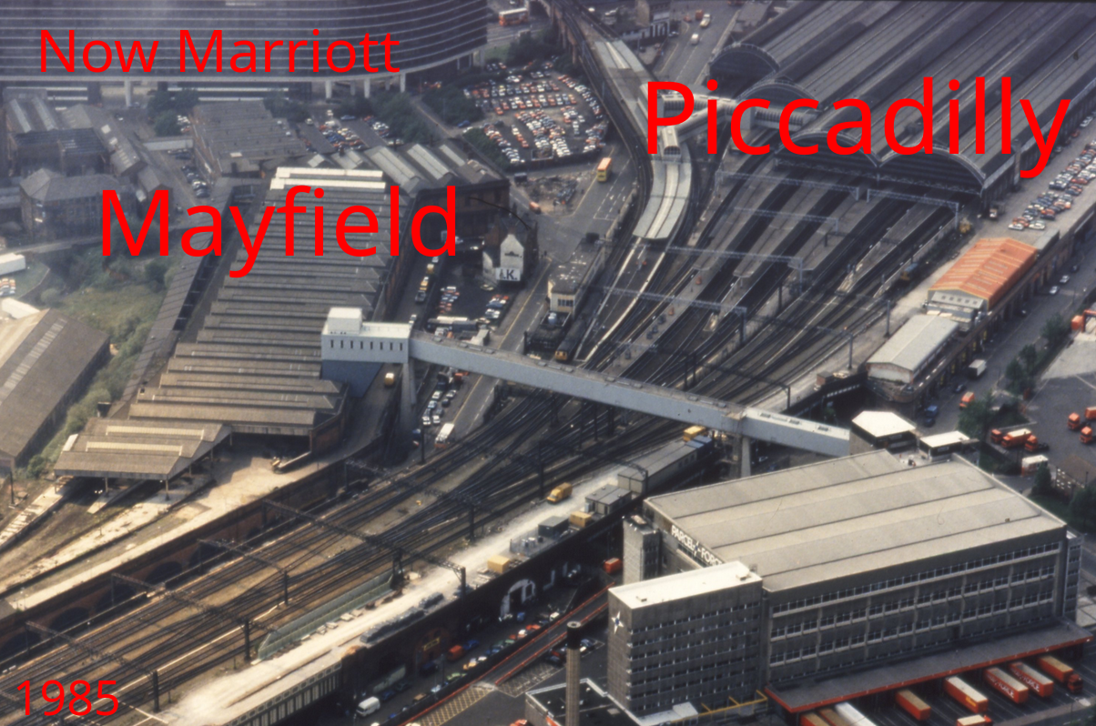 Manchester Mayfield and Piccadilly in 1985: Mayfield, Piccadilly, Now Marriott, 1985