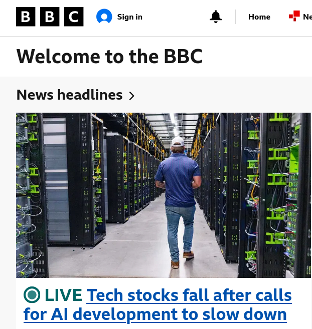 Tech stocks fall after calls for AI development to slow down
