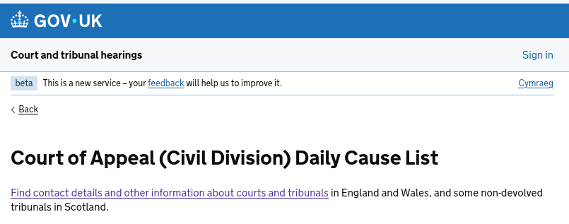 Court of Appeal Civil Division