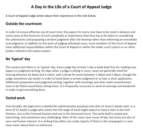 A Day in the Life of a Court of Appeal Judge - story