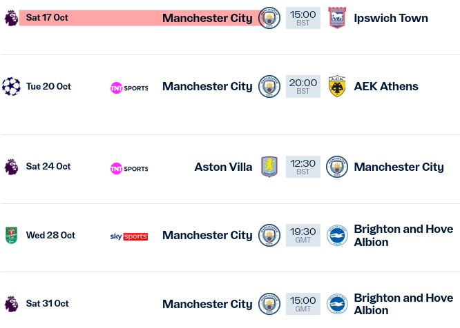 October 2026 matches